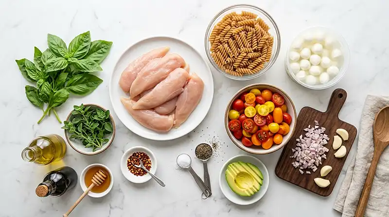 Gluten-Free Caprese Chicken Pasta Salad 2 gluten free pasta salad