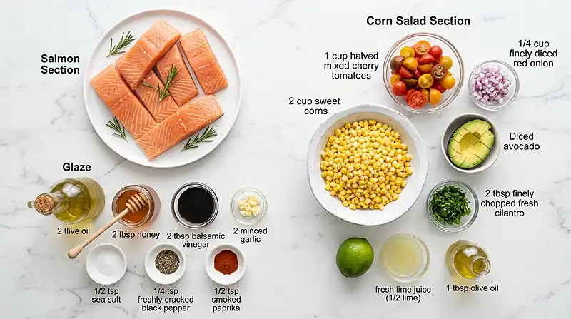 Honey Balsamic Salmon with Corn Salad 2 gluten free salmon dinner