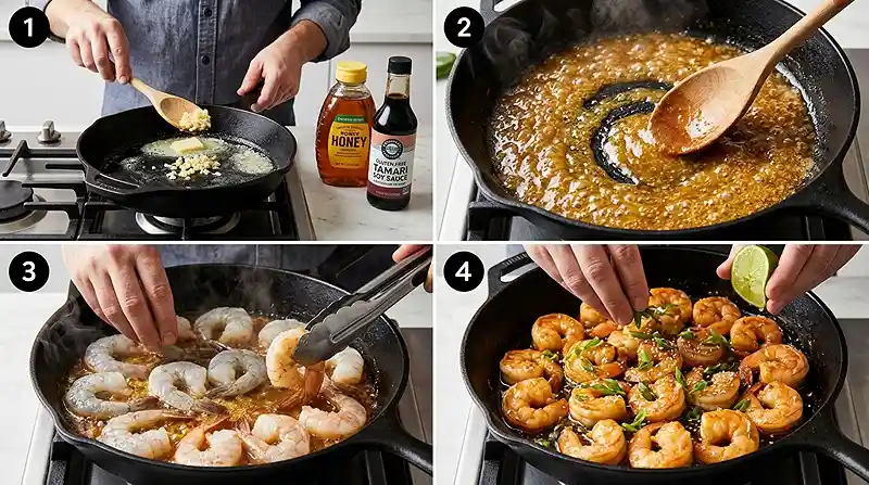 Gluten-Free Honey Garlic Shrimp Skillet 3 honey garlic shrimp