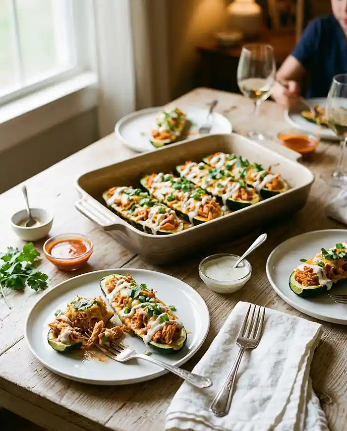 Gluten-Free Buffalo Turkey Zucchini Boats 4 low carb main