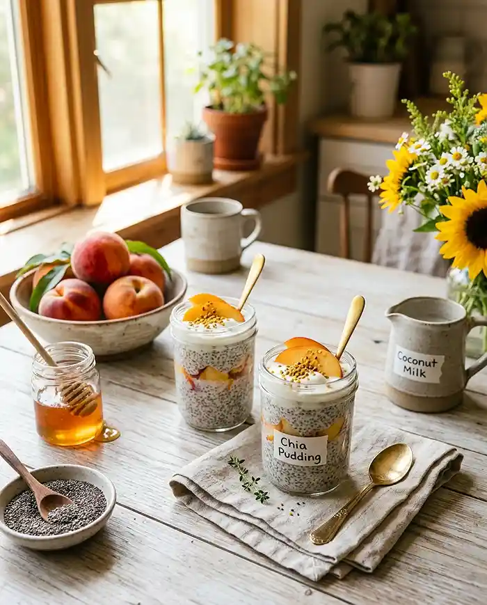 Gluten-Free Peach Coconut Chia Pudding 4 make ahead breakfast