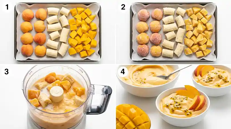 Gluten-Free Mango Peach Nice Cream 3 mango peach dessert