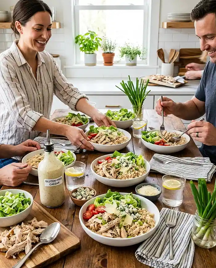 High-Protein GF Chicken Caesar Rice Bowls 4 meal prep chicken bowl