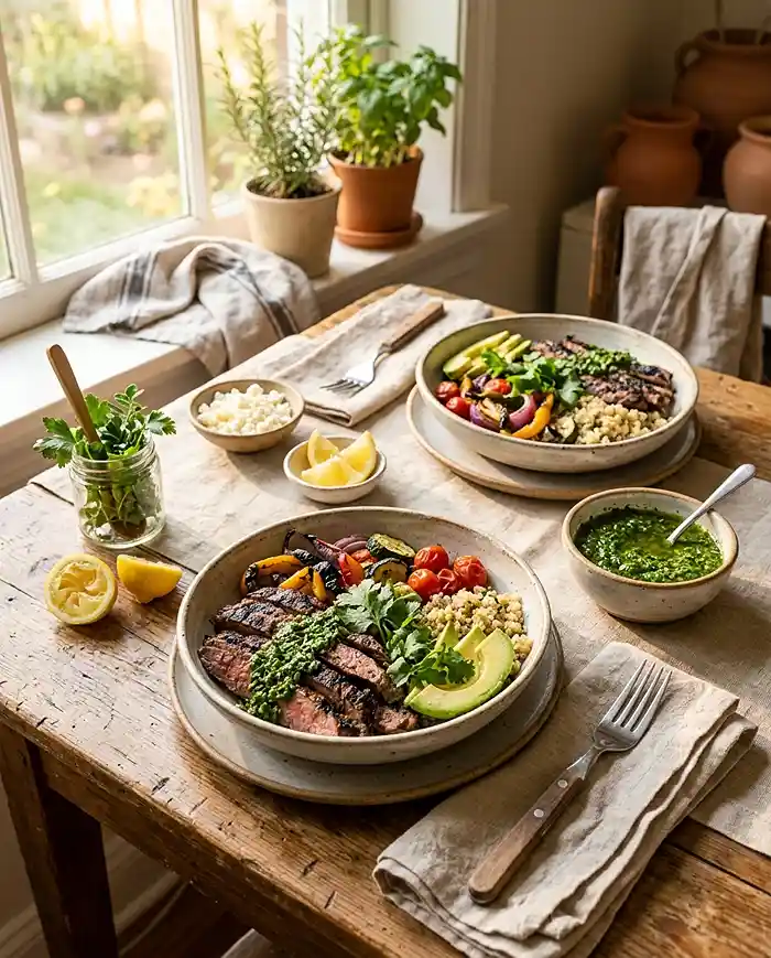 Gluten-Free Chimichurri Steak Bowls 4 meal prep lunch