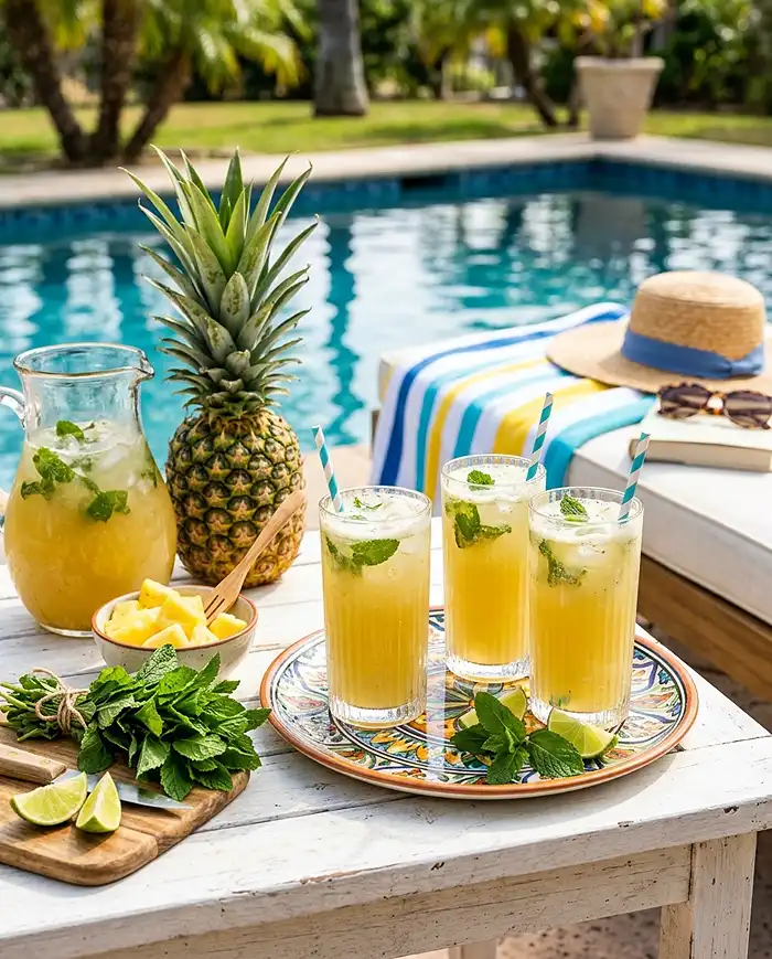 Gluten-Free Pineapple Mint Agua Fresca 4 poolside beverage