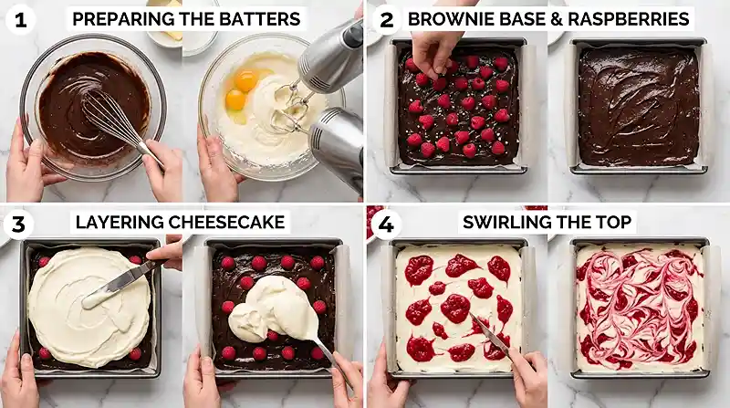 Raspberry Swirl Cheesecake Brownie Bars 3 raspberry cheesecake brownies