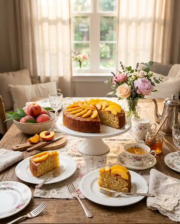 Gluten-Free Honey Peach Yogurt Cake 4 soft summer cake