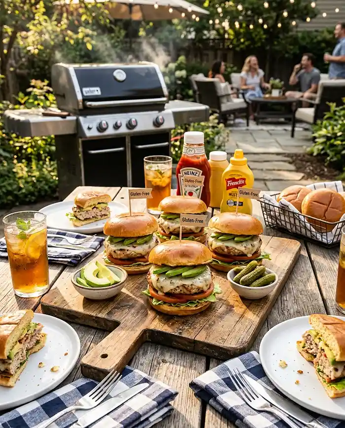 Grilled Turkey Burgers with Avocado Slaw 4 summer grilling