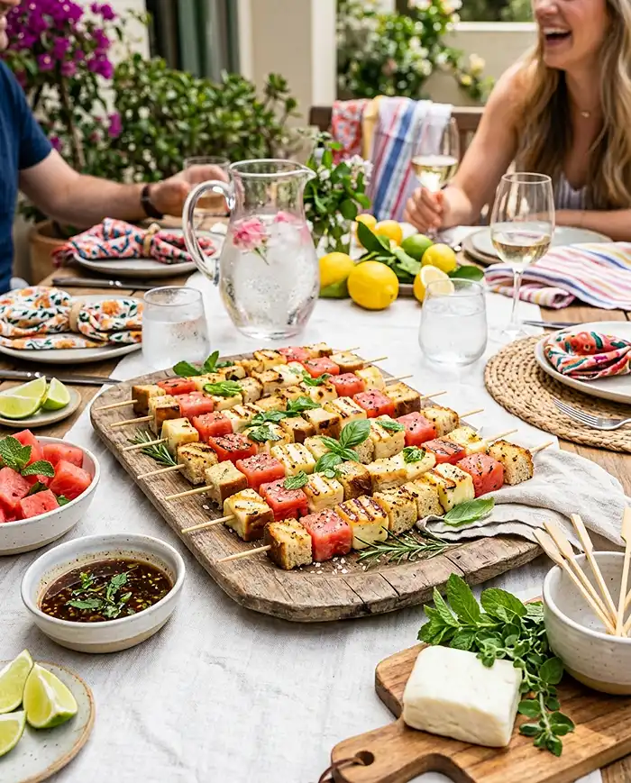 Gluten-Free Halloumi Watermelon Skewers 4 summer party food