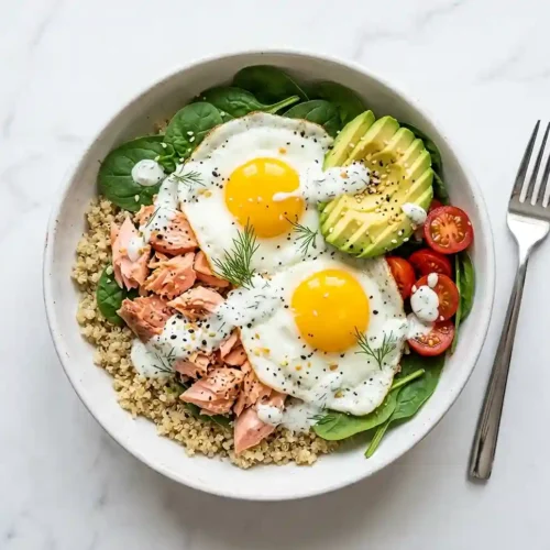 30g Protein Gluten-Free Salmon and Eggs Bowl