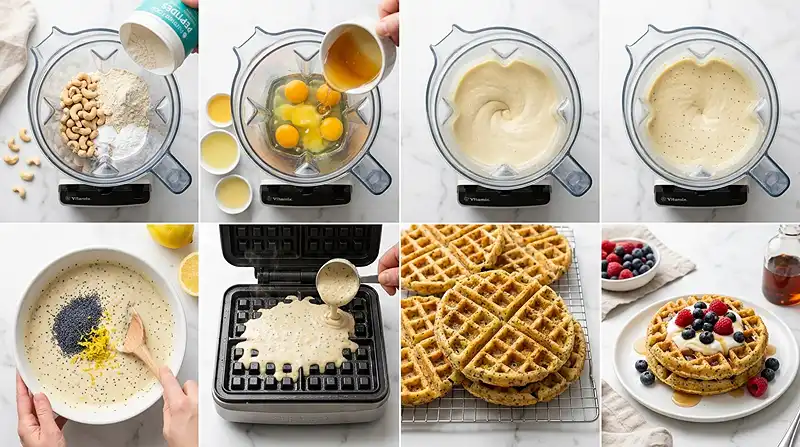 Lemon Poppy Seed Protein Waffles 3 30g protein breakfast