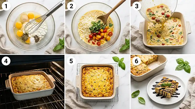 Gluten-Free Caprese Egg Bake Slices 3 30g protein breakfast