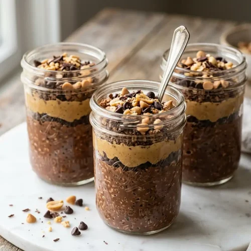 Chocolate Peanut Butter Protein Overnight Oats