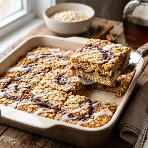 Cinnamon Roll Baked Oatmeal Squares