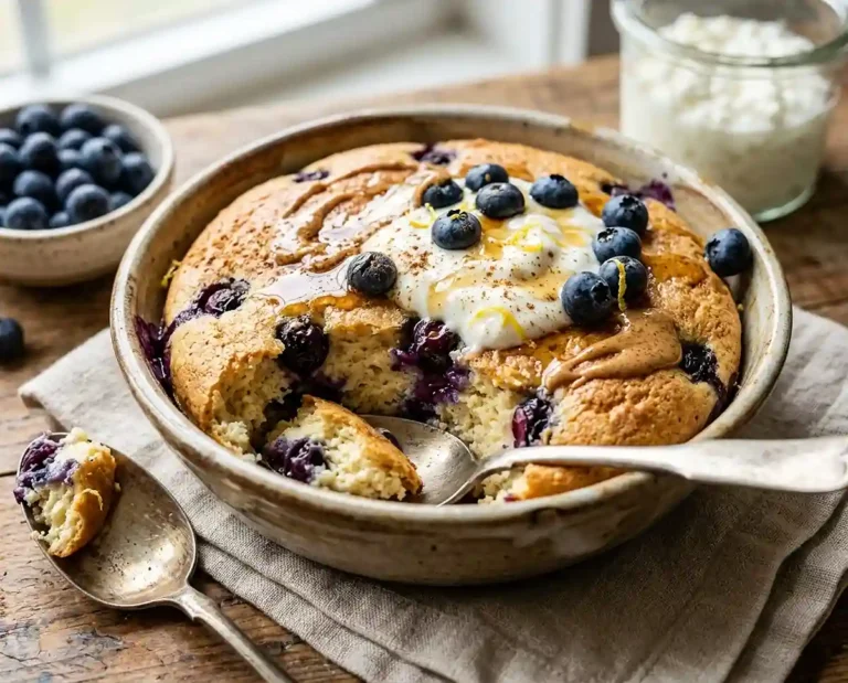 Cottage Cheese Blueberry Pancake Bowl
