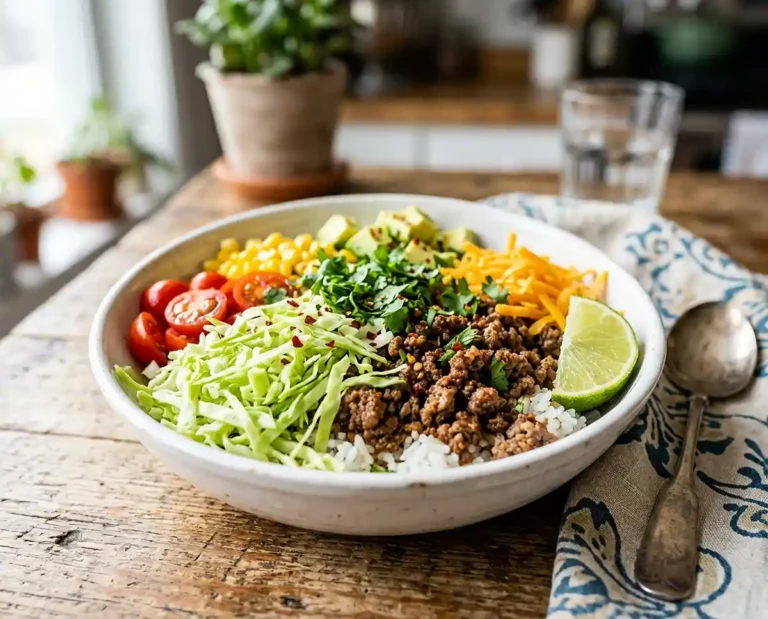 GF Crunchy Cabbage Taco Rice Bowls