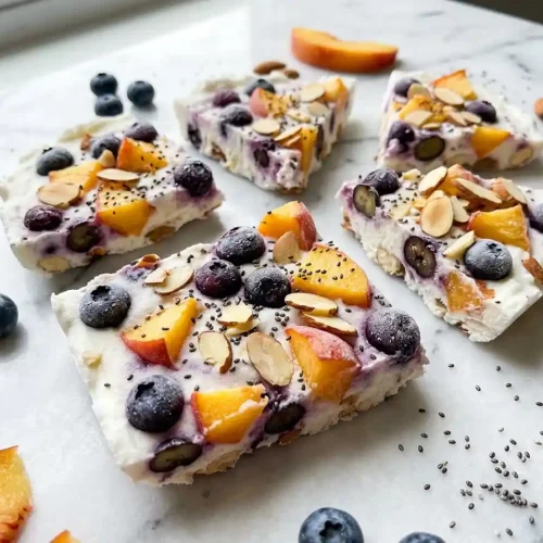 Gluten-Free Blueberry Peach Yogurt Bark