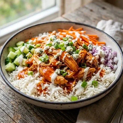 Gluten-Free Buffalo Ranch Chicken Rice Bowls