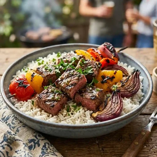 Gluten-Free Garlic Herb Steak Kabob Bowls