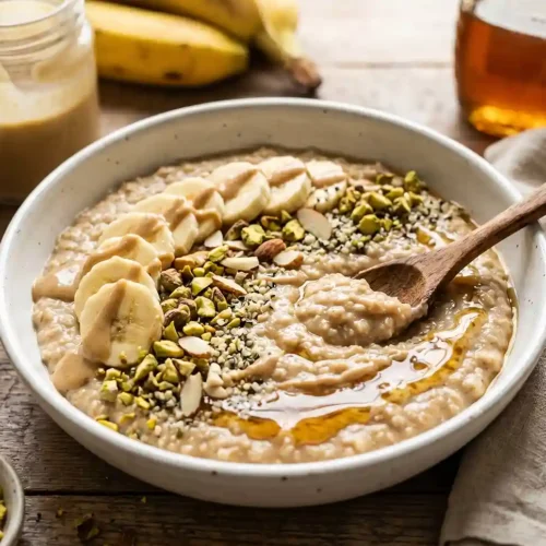 Gluten-Free Honey Tahini Banana Protein Oats