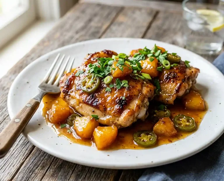 Gluten-Free Peach Jalapeño Chicken Thighs