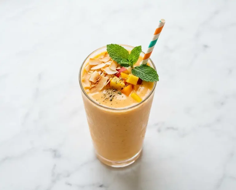 Gluten-Free Peach Mango Coconut Lassi