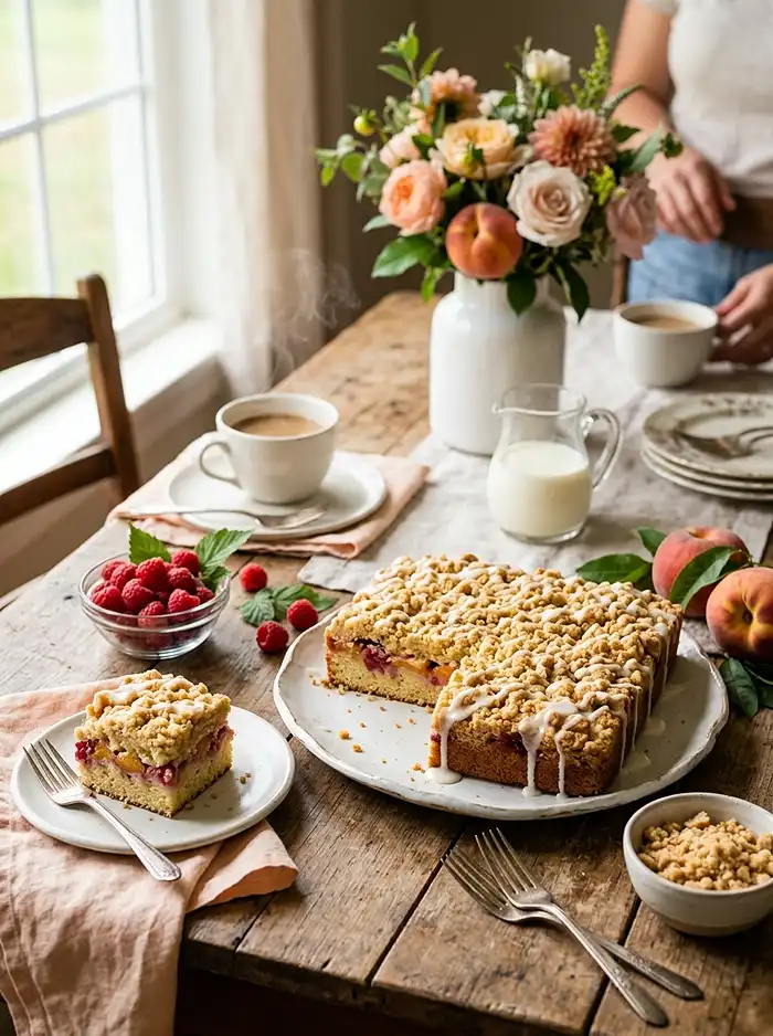 Gluten-Free Peach Melba Crumb Cake 4 Gluten-Free Peach Melba Crumb Cake