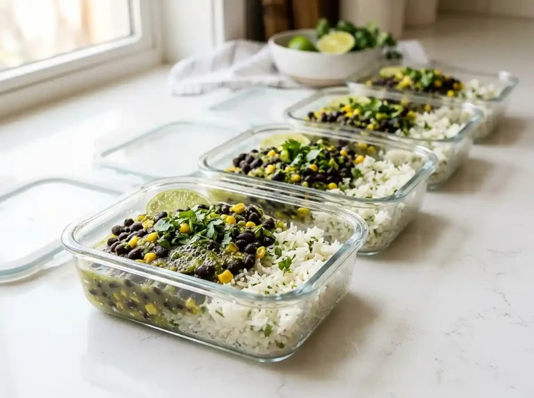 Gluten-Free Salsa Verde Rice and Beans Meal Prep