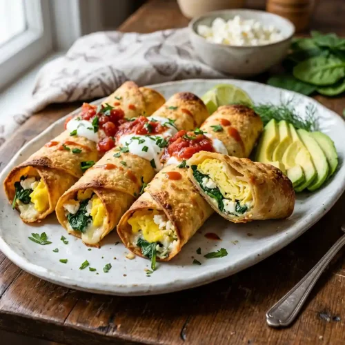 Gluten-Free Spinach Feta Breakfast Taquitos