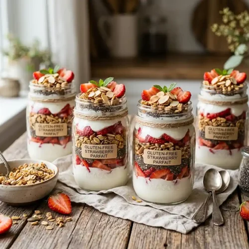 Gluten-Free Strawberry Yogurt Parfait Jars