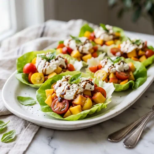 Gluten-Free Tomato Peach Burrata Cups