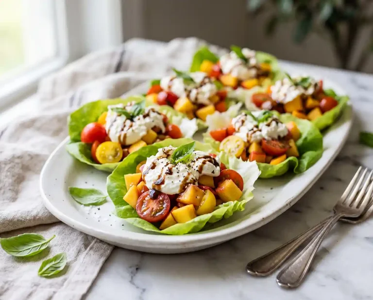 Gluten-Free Tomato Peach Burrata Cups