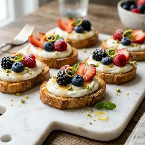 Gluten-Free Whipped Ricotta Berry Toast Bites