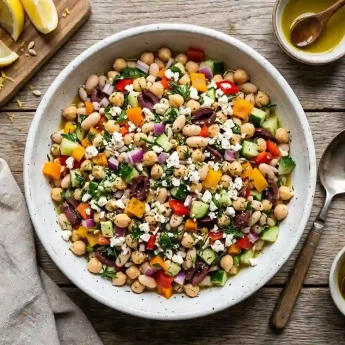 Gluten-Free mediterranean dense bean salad