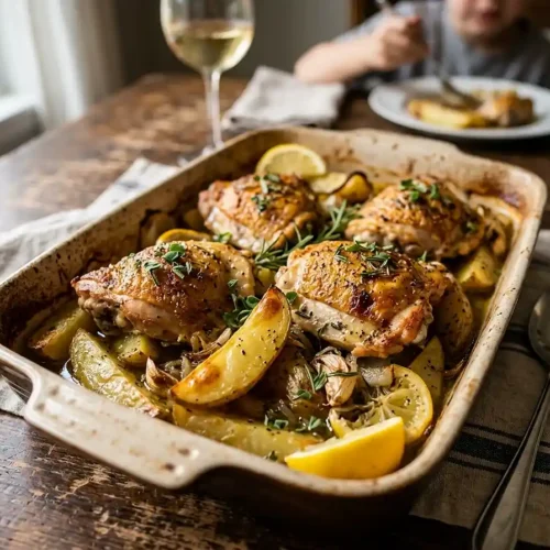 Greek Lemon Potato Chicken Bake