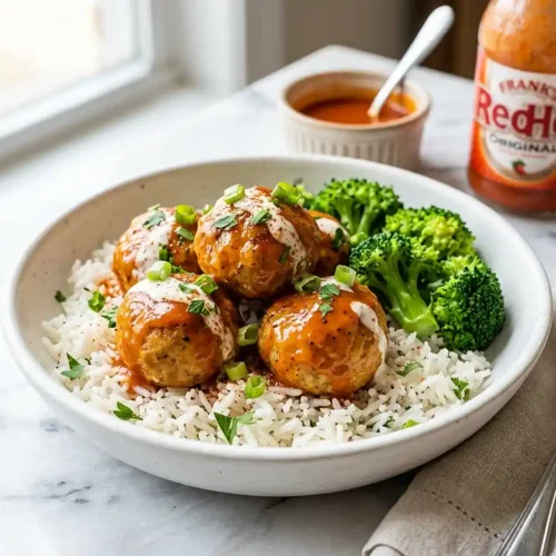 High-Protein GF Buffalo Turkey Meatball Bowl