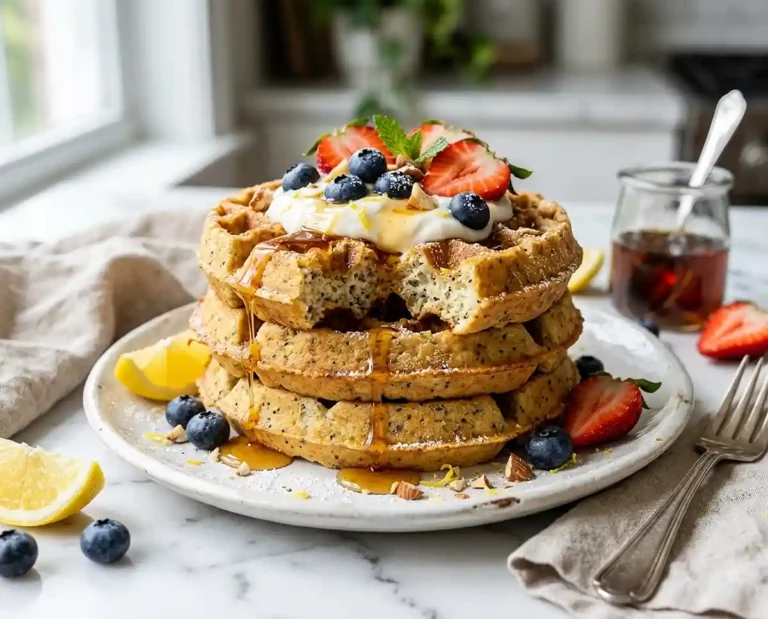 Lemon Poppy Seed Protein Waffles