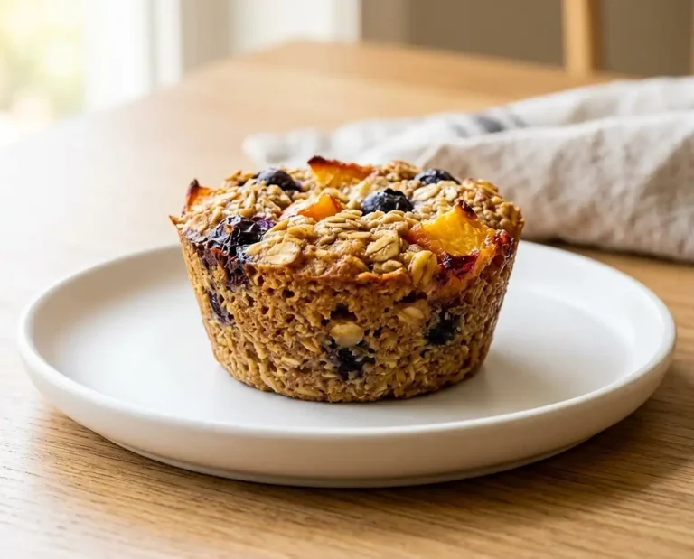 Peach Blueberry Baked Oatmeal Cups