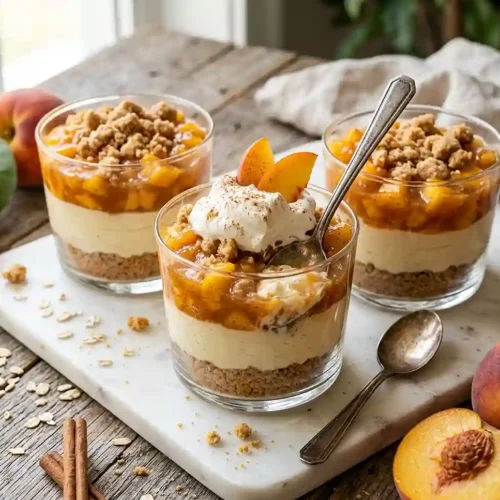 Peach Cobbler Cheesecake Cups