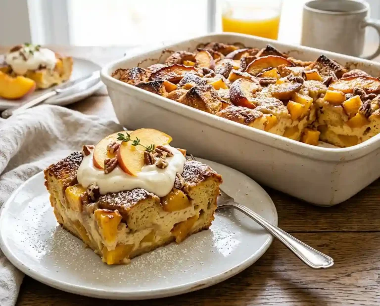 Peaches and Cream French Toast Bake