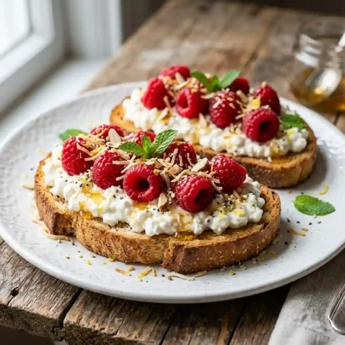 Raspberry Coconut Cottage Cheese Toast 5 Raspberry Coconut Cottage Cheese Toast