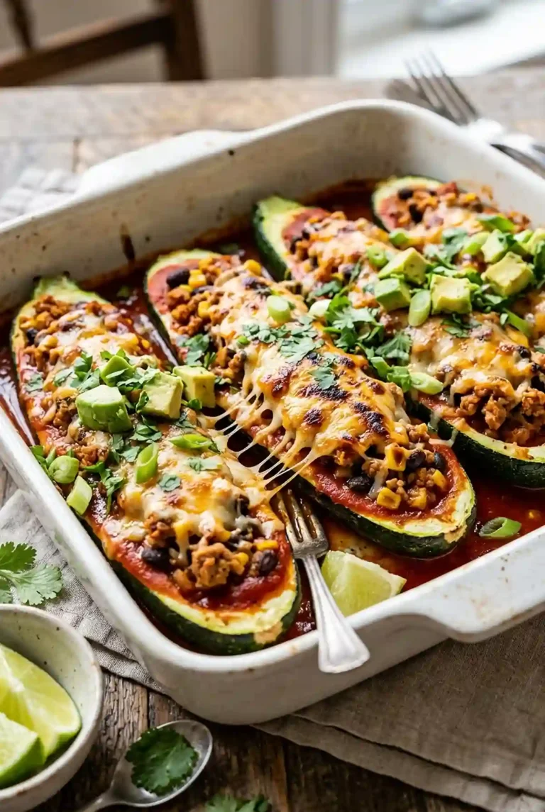 Zucchini Turkey Enchilada Boats