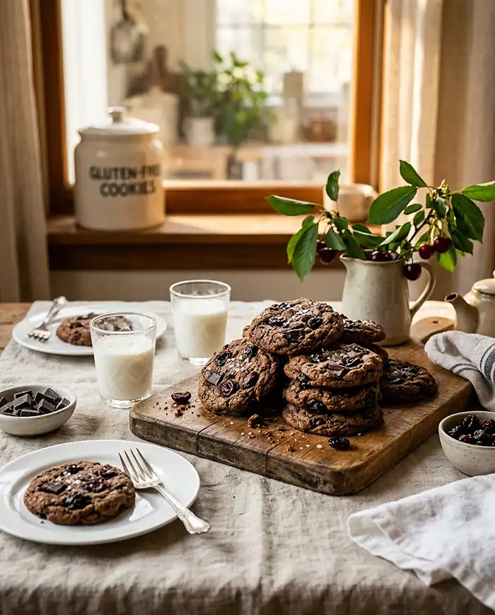 Gluten-Free Cherry Chocolate Chunk Cookies 4 bakery style dessert