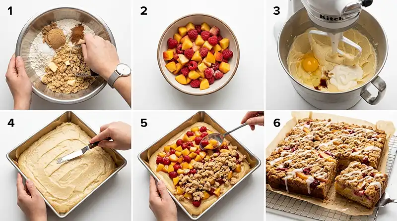 Gluten-Free Peach Melba Crumb Cake 3 brunch cake