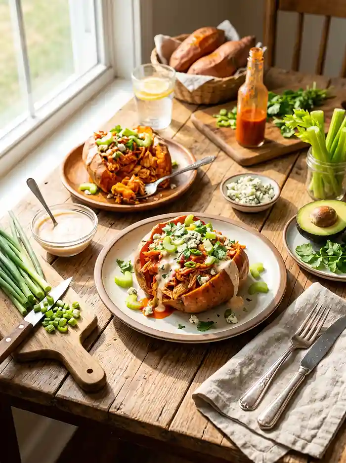 Buffalo Chicken Stuffed Sweet Potatoes 4 buffalo chicken breakfast