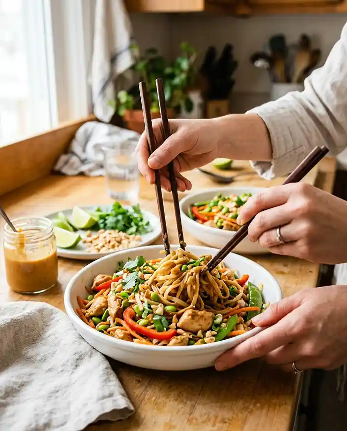 Gluten-Free Peanut Chicken Noodle Bowls 4 cheap protein lunch