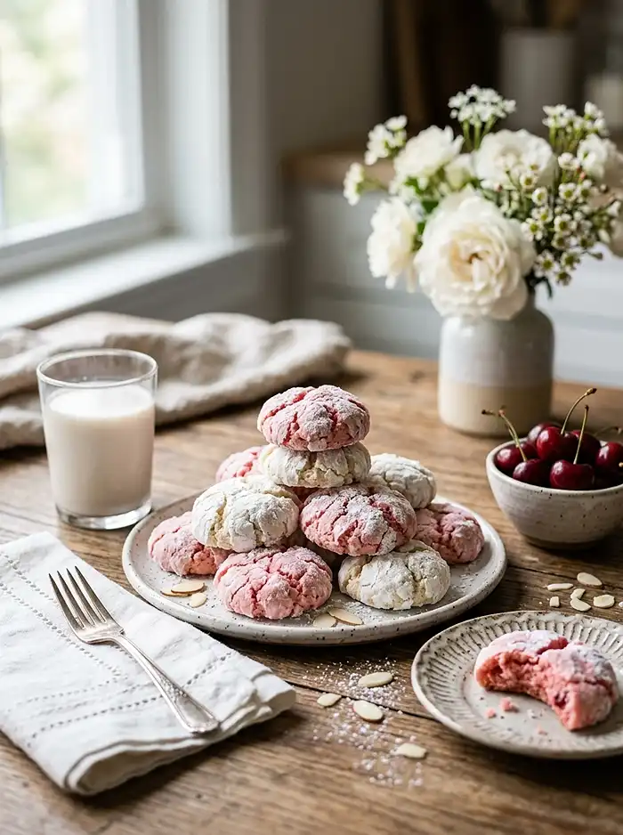 Gluten-Free Cherry Almond Crinkle Cookies 4 chewy dessert