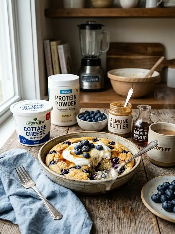 Cottage Cheese Blueberry Pancake Bowl 4 cottage cheese breakfast