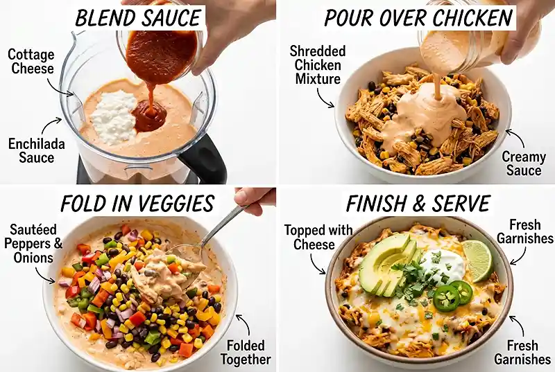Cottage Cheese Chicken Enchilada Bowls 3 cottage cheese chicken bowl