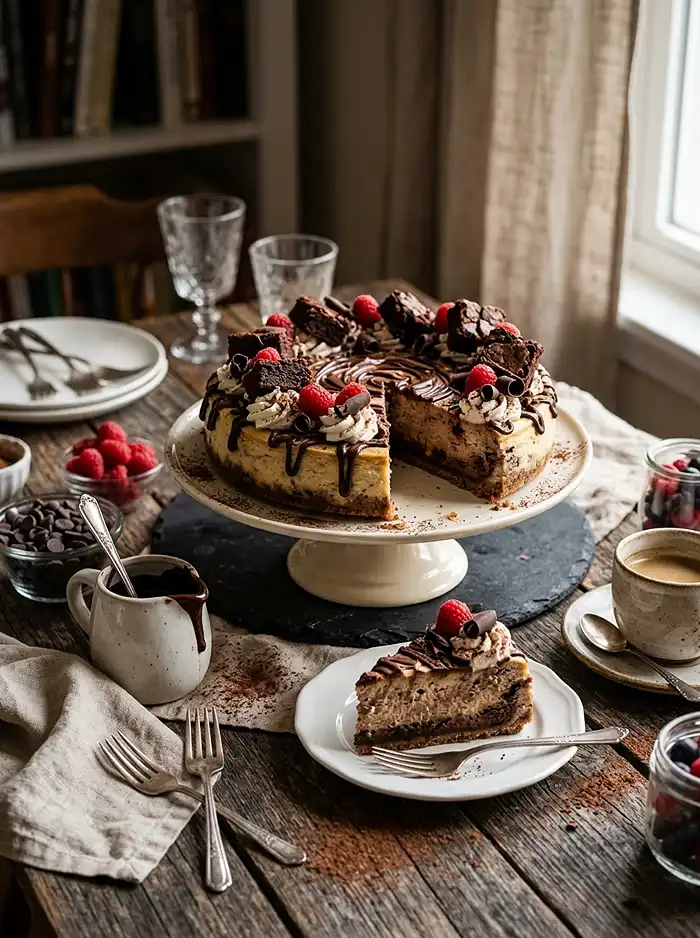 Brownie Batter Cottage Cheese Cheesecake 4 cottage cheese dessert